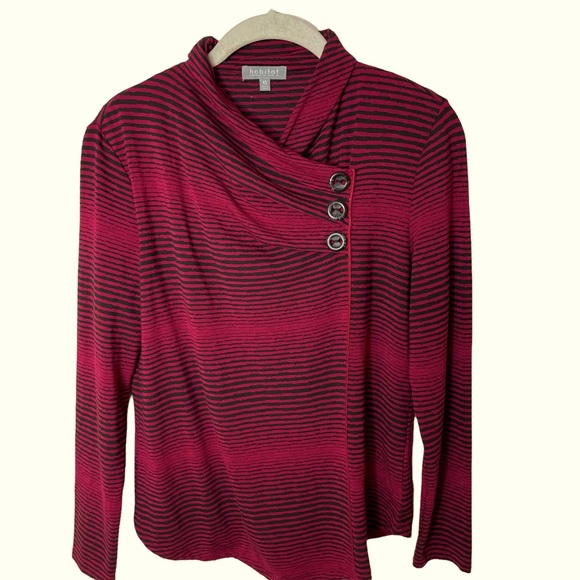 Habitat Tops - Habitat Black Dark Red Knit Pullover Top XS